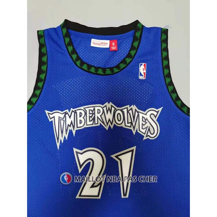 Maillot Minnesota Timberwolves Kevin Garnett NO 21 Hardwood Classics Throwback 2003-04 Bleu